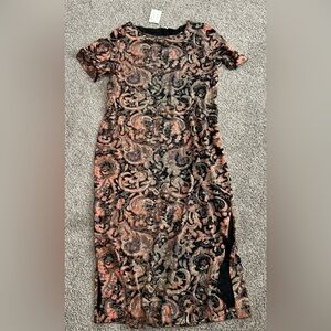 NWT Women’s Maxi Peruvian Connection Black  Flower Detail Size XL